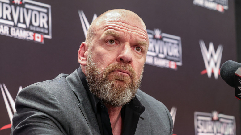 Triple H reacting to the one difficult question he receives per press conference