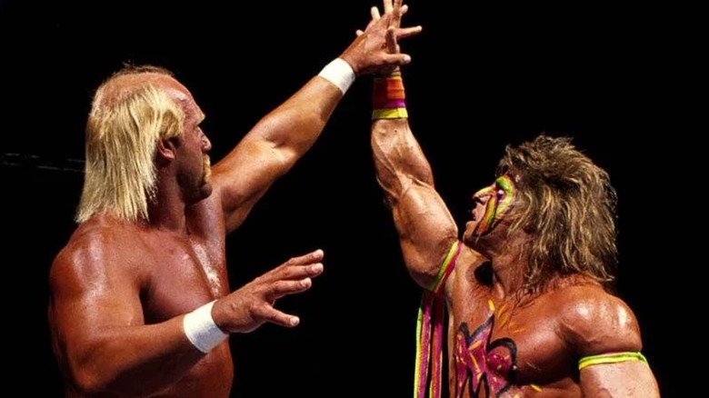 Hulk Hogan and The Ultimate Warrior at WWE WrestleMania VI