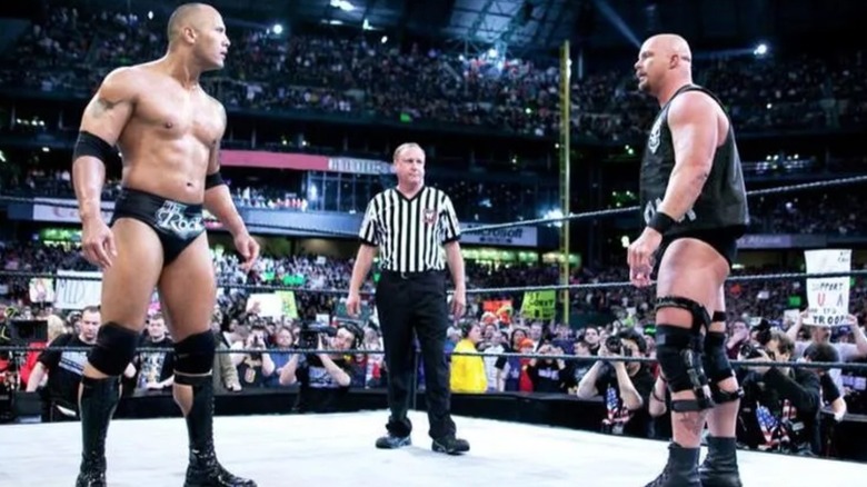 The Rock faces off with Steve Austin
