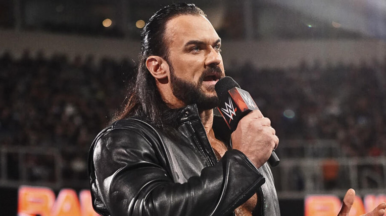 Drew McIntyre talking into a microphone