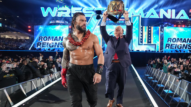 Roman Reigns and Paul Heyman at WrestleMania