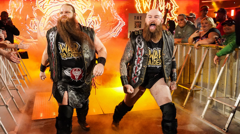 War Raiders stomp toward the ring on "WWE Raw."