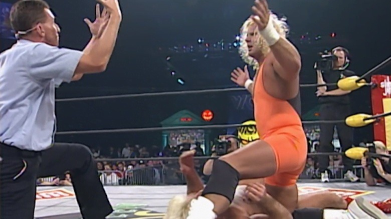 Curt Hennig wrestling Ric Flair at WCW Halloween Havoc 1997