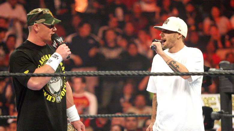 John Cena and Kevin Federline during WWE Monday Night RAW with Surprise Guest Kevin Federline at The Staples Center in Los Angeles, California, United States.