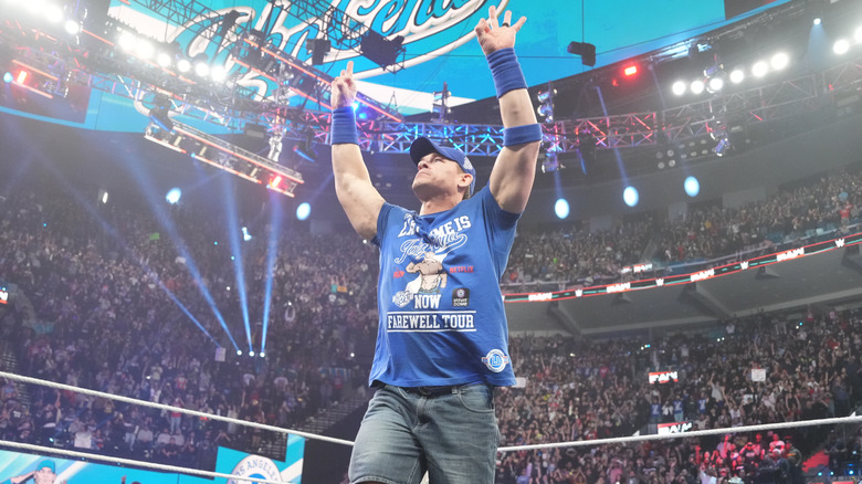 John Cena enters the ring during Monday Night RAW at Intuit Dome on January 6, 2025 in Inglewood, California.