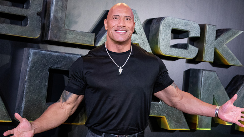 Actor Dwayne Johnson attends the "Black Adam" premiere at Cine Capitol on October 19, 2022 in Madrid, Spain.