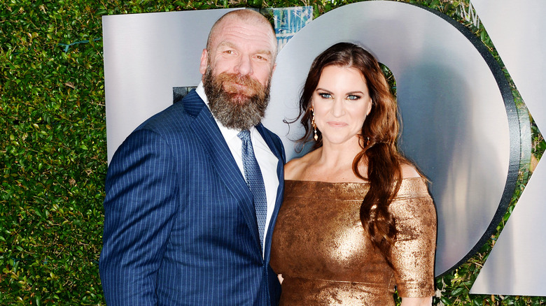 Paul 'Triple H' Levesque and Stephanie McMahon attend WWE 20th Anniversary Celebration Marking Premiere of WWE Friday Night SmackDown on FOX at Staples Center on October 04, 2019 in Los Angeles, California