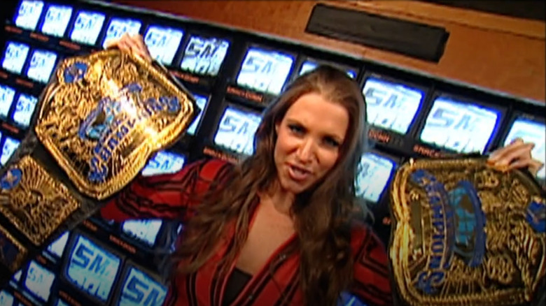 Stephanie McMahon holds WWE Tag Team Championships