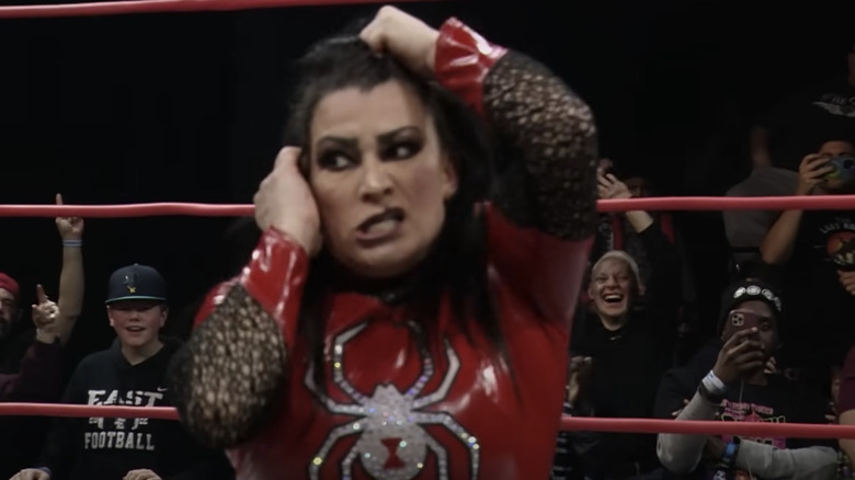 Tara goes a little crazy after hitting a Widow's Peak on her partner Gisele Shaw on an episode of Impact.