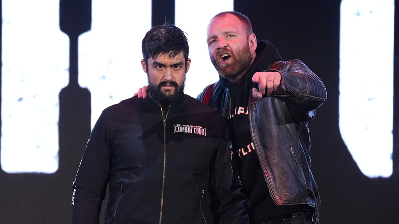 Wheeler Yuta and Jon Moxley on entrance ramp