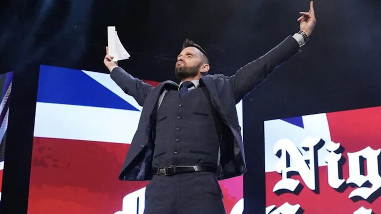 Nigel McGuinness salutes the AEW crowd