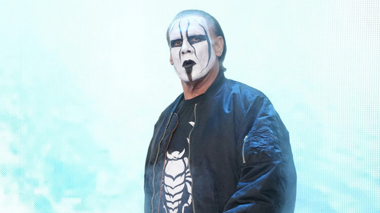 Sting walking to the ring