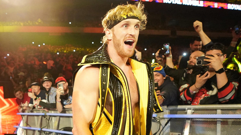 Logan Paul during his WWE entrance