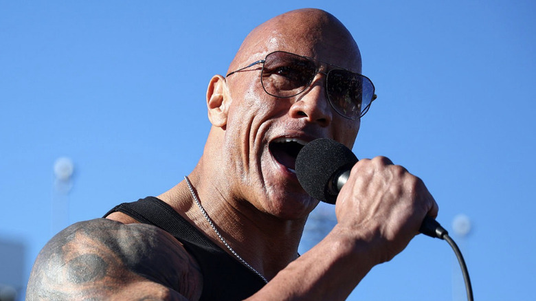 Dwayne "The Rock" announces at the Daytona 500.