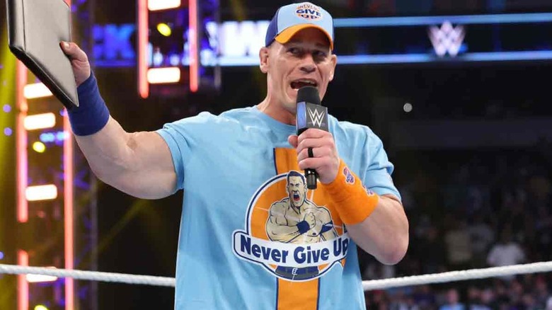 John Cena talking to the fans