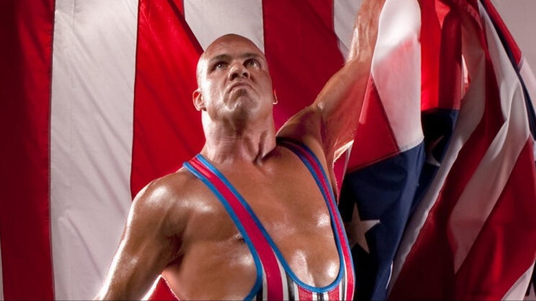 Kurt Angle in front of Old Glory