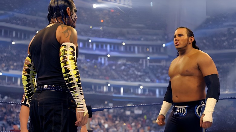 Jeff Hardy stares down Matt Hardy