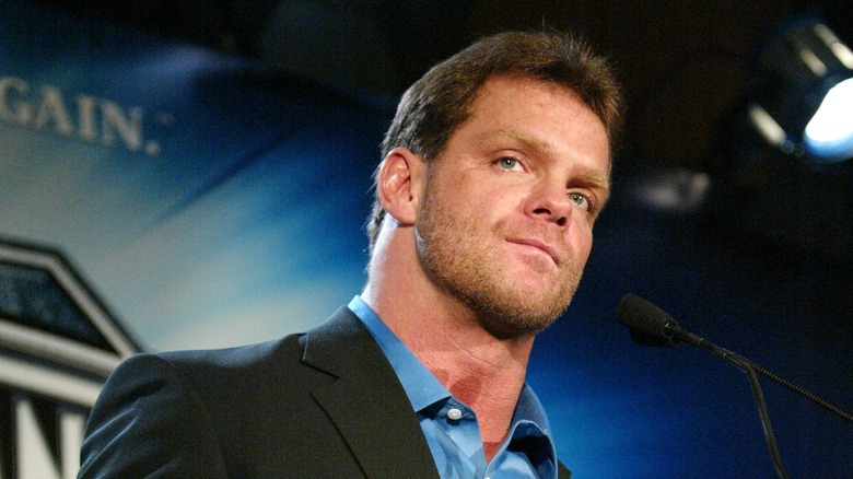 Benoit at a press conference