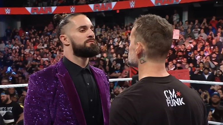 Seth Rollins stares down CM Punk