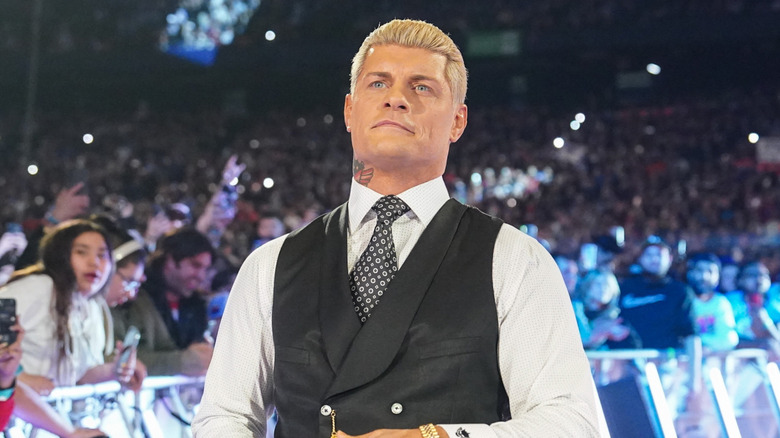 Cody Rhodes makes his entrance during WWE Elimination Chamber at Rogers Centre on March 1, 2025 in Toronto, Canada.