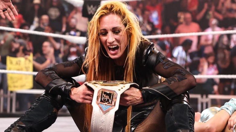 Becky Lynch is hardly able to contain herself after winning the NXT Women's Title