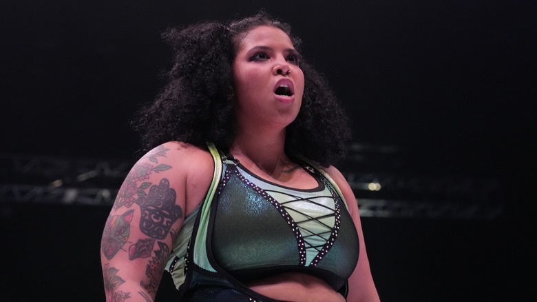 Willow Nightingale reacts during the Women's Pro-Wrestling "Stardom" at Yokohama Budokan on May 18, 2024 in Yokohama, Kanagawa, Japan. 