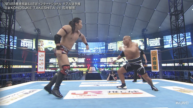 Takeshita and Ishii in the ring