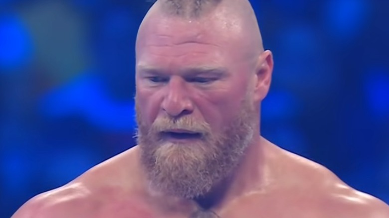 Brock Lesnar looks down