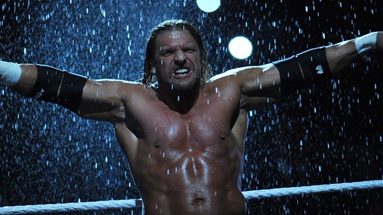 Triple H in rain at Mania