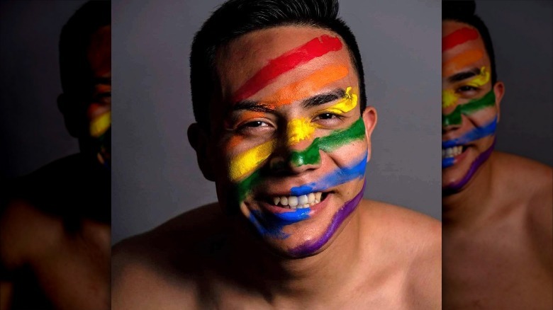 Jake Atlas with rainbow face