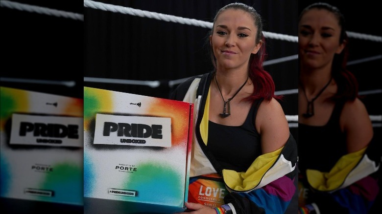 Tegan Nox with pride products