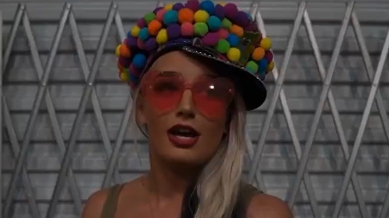 Toni Storm in rainbow hat