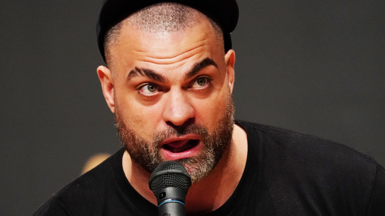 Eddie Kingston speaks during the New Japan Pro-Wrestling - G1 CLIMAX 33 Press Conference on July 14, 2023 in Sapporo, Hokkaido, Japan.