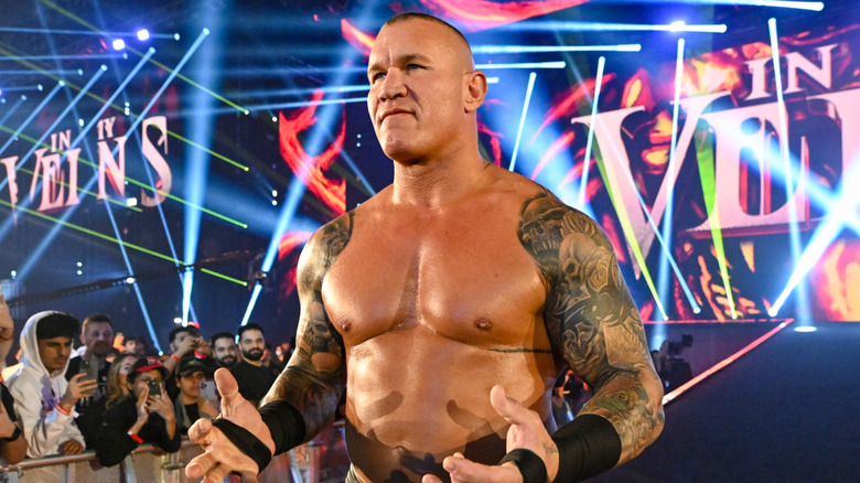 Randy Orton enters the arena during Crown Jewel at Mohammed Abdo Arena on November 2, 2024 in Riyadh, Saudi Arabia.