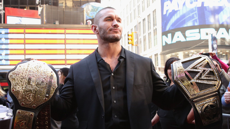 Randy Orton holding two championships