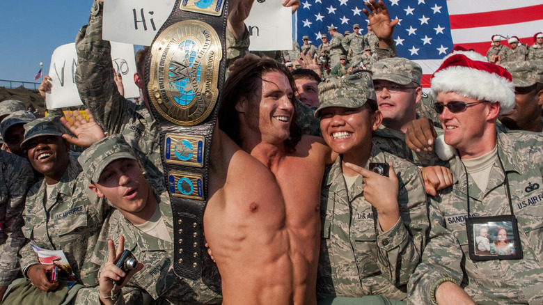 John Morrison with the troops