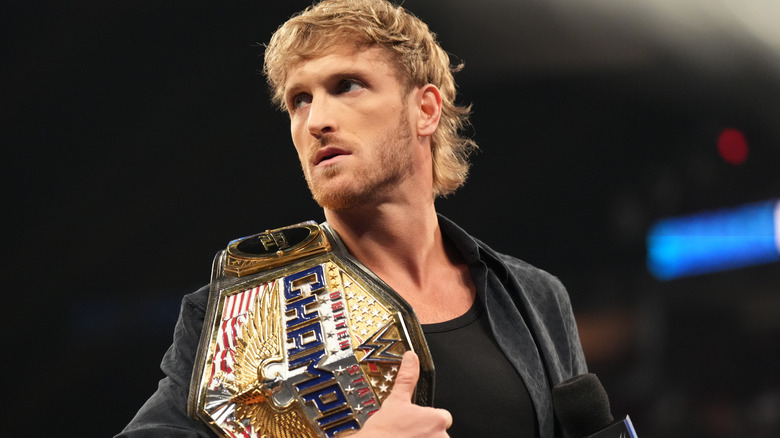 United States Champion Logan Paul addresses the crowd during SmackDown at Rocket Mortgage FieldHouse on August 2, 2024 in Cleveland, Ohio.