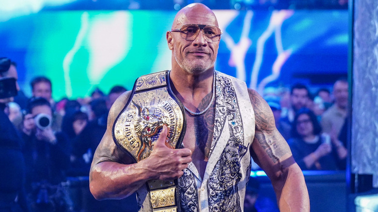 Dwayne "The Rock" Johnson makes his way to the ring during RAW at Intuit Dome on January 6, 2025 in Inglewood, California.