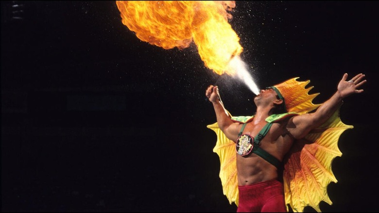 Ricky "The Dragon" Steamboat blowing fire