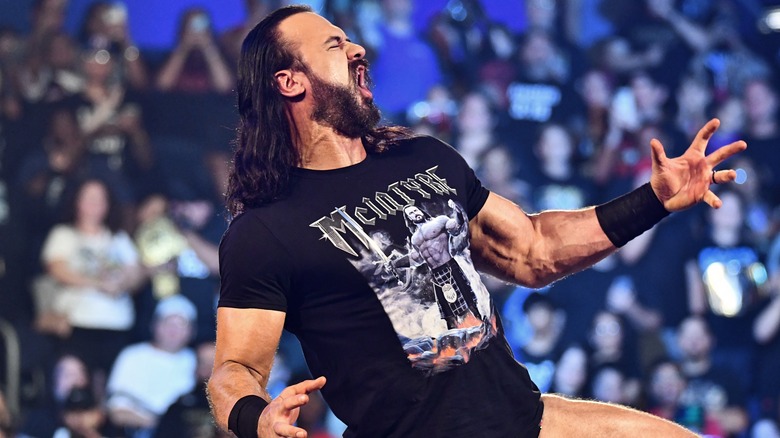 Drew McIntyre yelling in black T-shirt