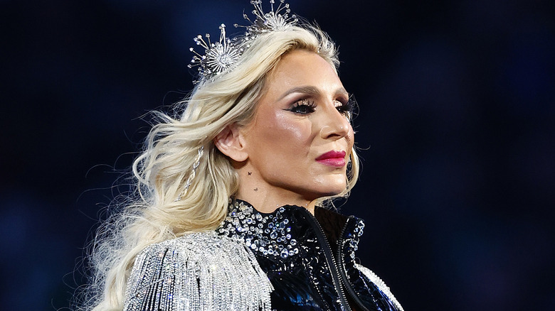 Charlotte Flair wearing a silver crown