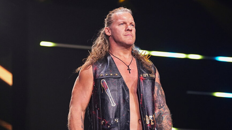 Chris Jericho staring while wearing a leather vest