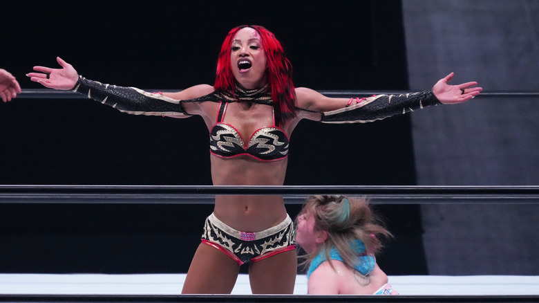 Mercedes Mone reacts during the Women's Pro-Wrestling "Stardom" - Allstar Grand Queendom 2023 at Yokohama Arena on April 23, 2023 in Yokohama, Kanagawa, Japan.