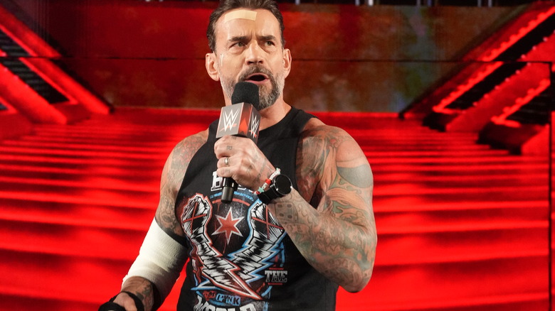 CM Punk addresses the crowd during "WWE Raw"