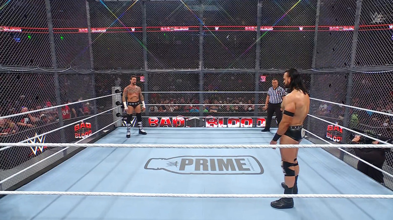 Punk and McIntyre in the Hell In A Cell cage