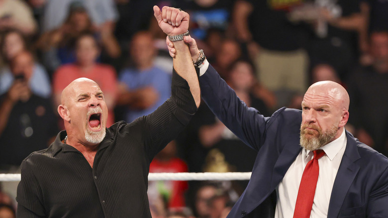 Goldberg with Triple H at WWE Bad Blood 2024