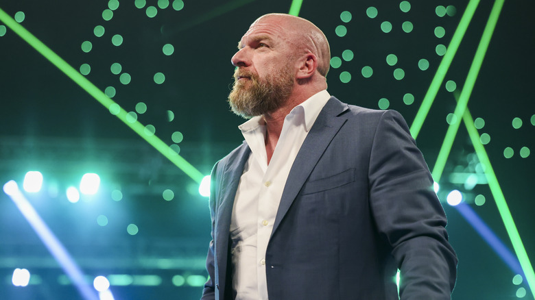 Triple H looks at the crowd