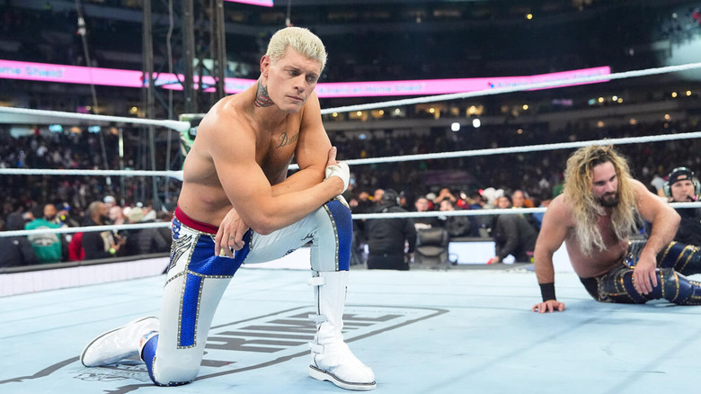 Cody Rhodes and Seth Rollins at WrestleMania 40