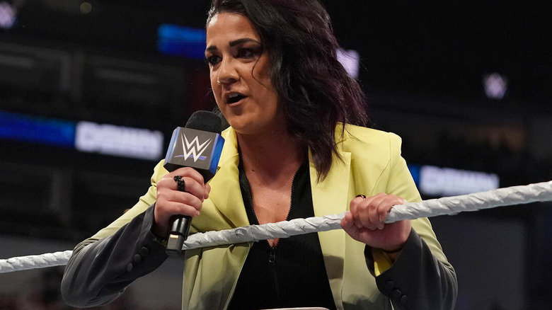 Bayley with microphone