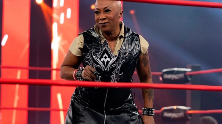 Jazz appears in the ring for Impact Wrestling, ready to cut a promo.